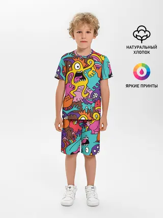 Детская пижама с шортами / crazy abstraction