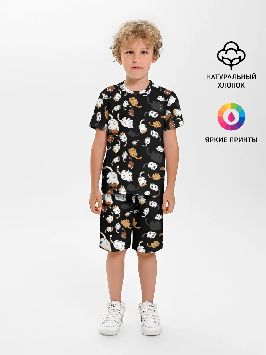 Детская пижама с шортами / Котята паттерн