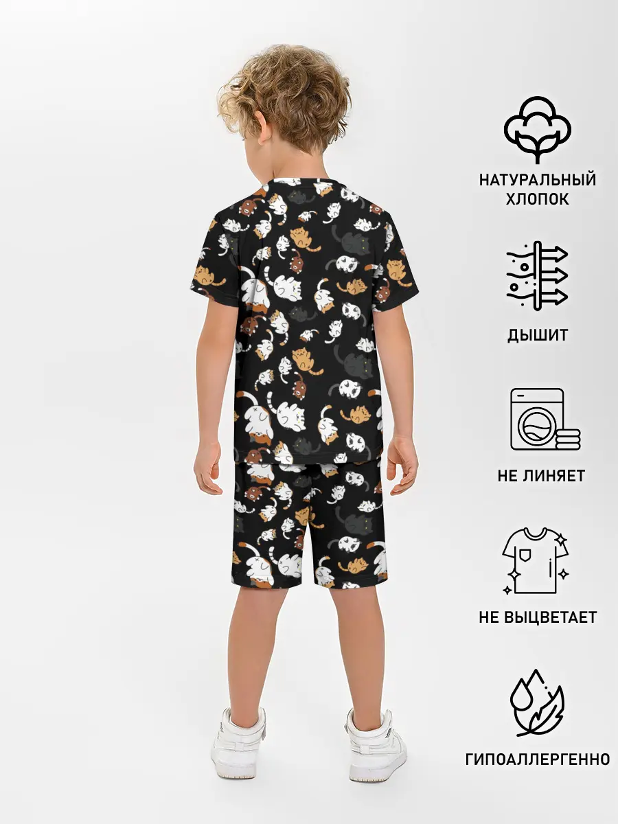 Детская пижама с шортами / Котята паттерн