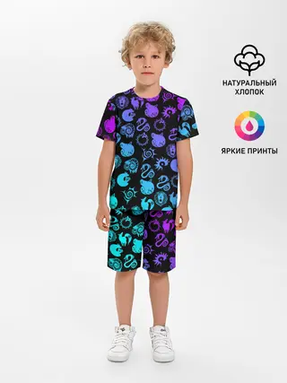 Детская пижама с шортами / 7 СМЕРТНЫХ ГРЕХОВ НЕОН ЭМБЛЕМЫ
