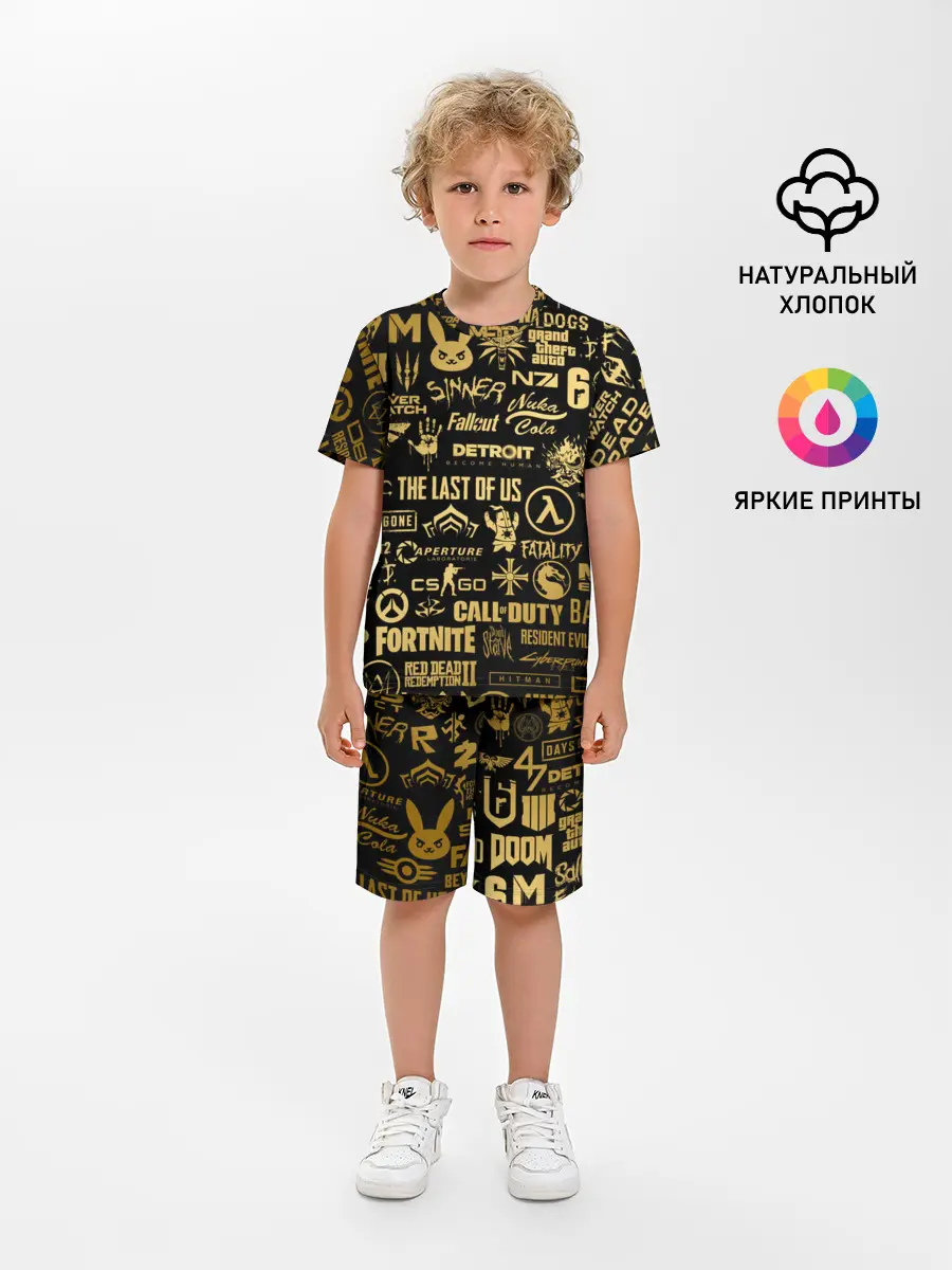 Детская пижама с шортами / ЛОГОТИПЫ ИГР ЗОЛОТО | GOLDEN