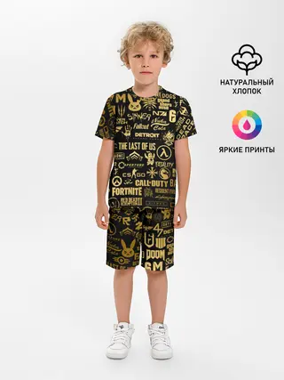 Детская пижама с шортами / ЛОГОТИПЫ ИГР ЗОЛОТО | GOLDEN