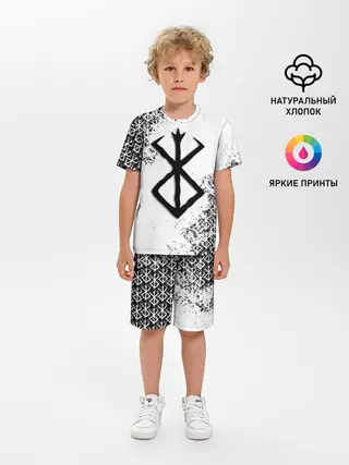 Детская пижама с шортами / БЕРСЕРК logo ч/б