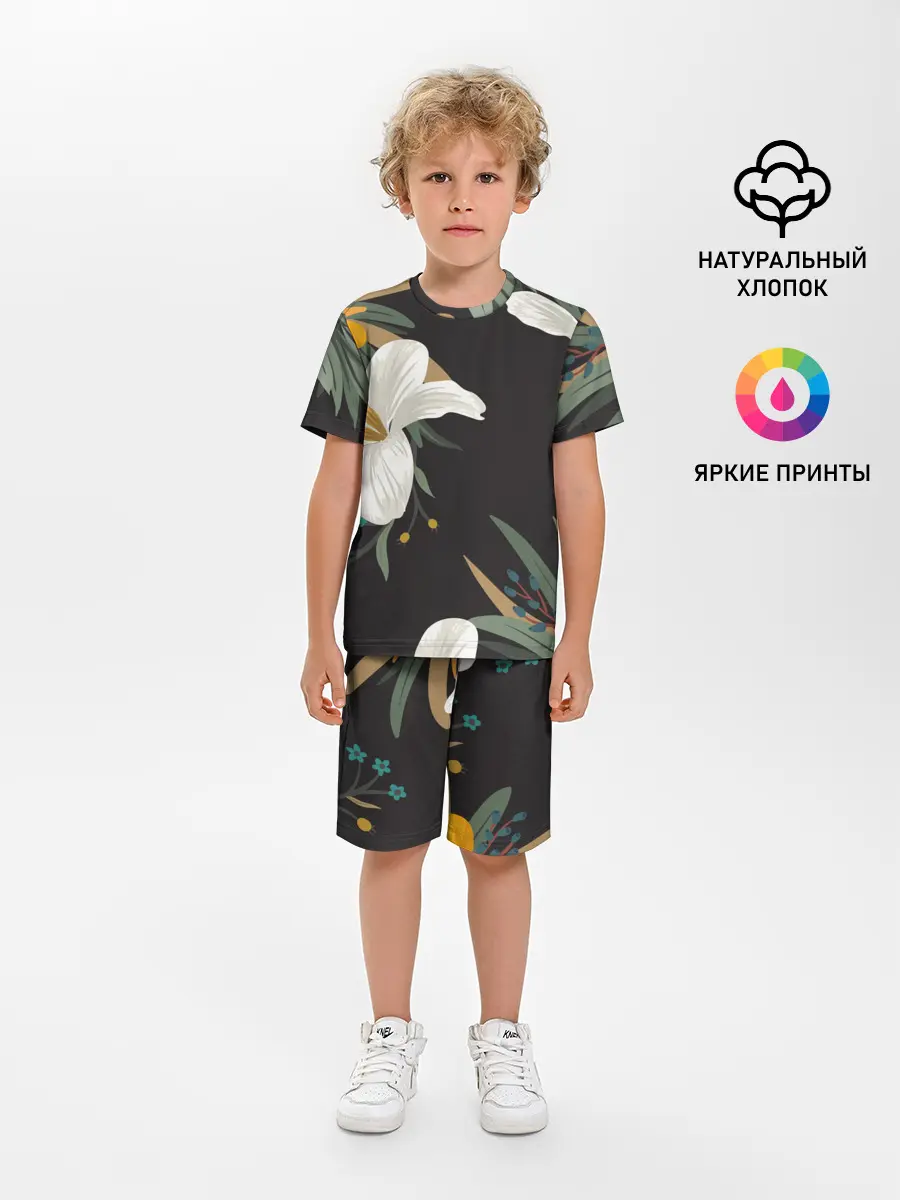 Детская пижама с шортами / Цветочный арт