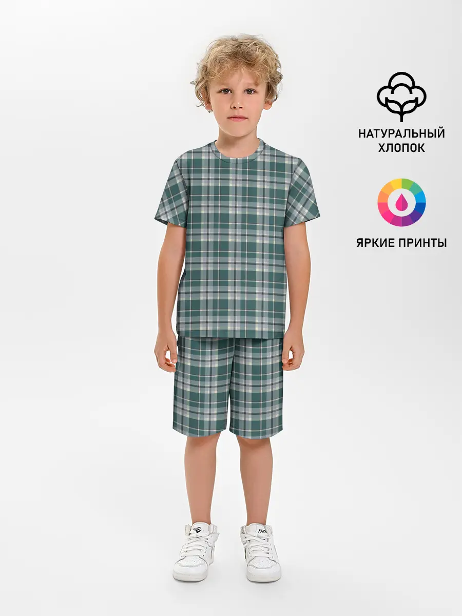 Детская пижама с шортами / Узор в клетку