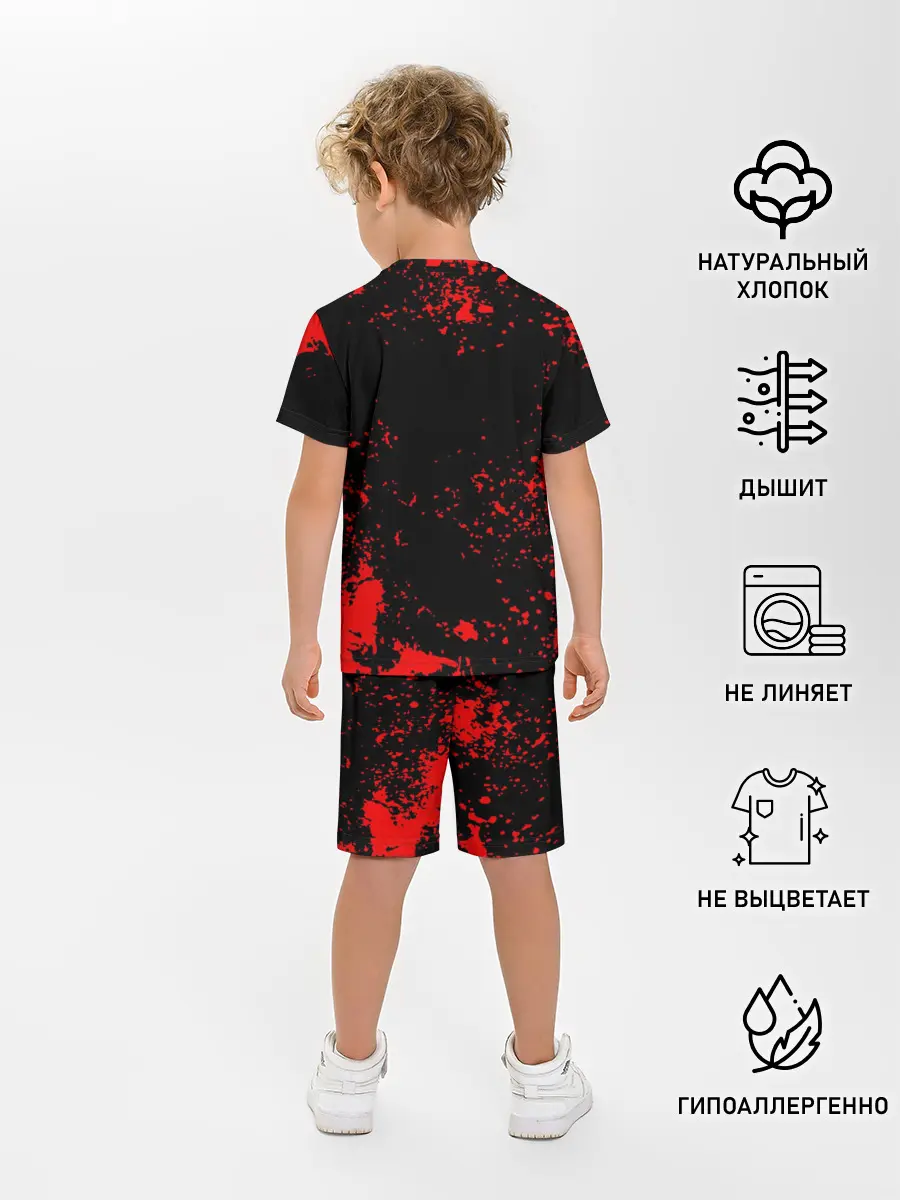 Детская пижама с шортами / Красный поросенок