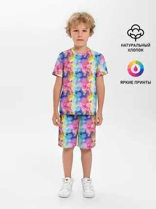 Детская пижама с шортами / Радужные Снежные Узоры
