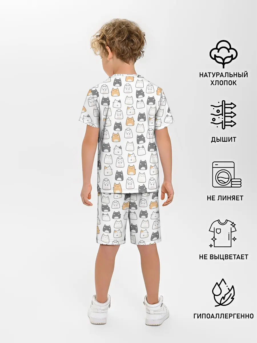 Детская пижама с шортами / Толстые котики
