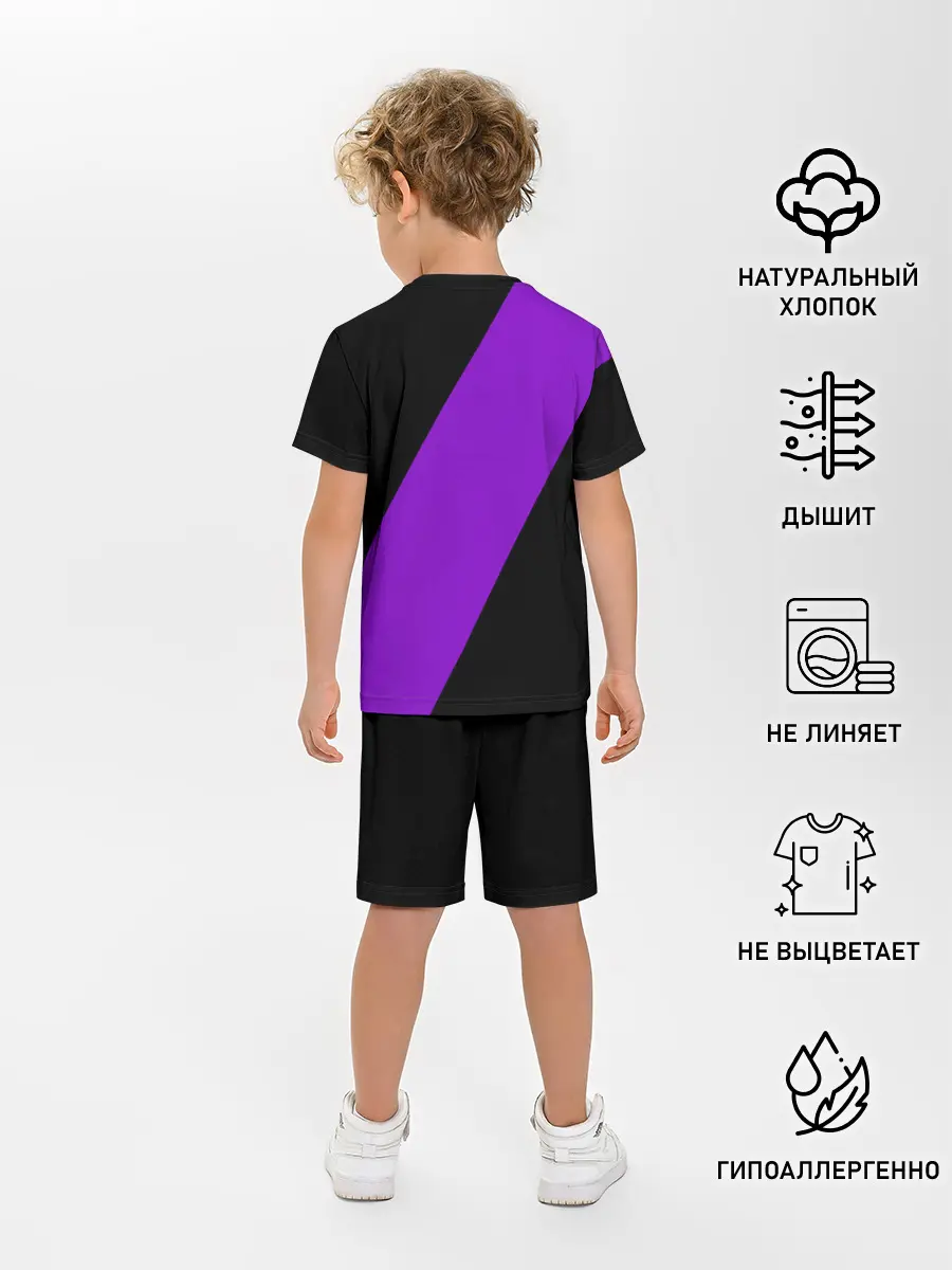 Детская пижама с шортами / Чёрный клевер демон в сиреневом