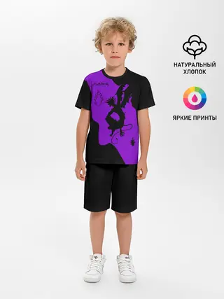 Детская пижама с шортами / Чёрный клевер демон в сиреневом