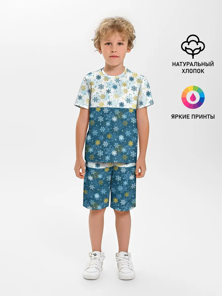 Детская пижама с шортами / Падают Снежинки