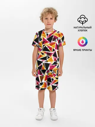 Детская пижама с шортами / Разноцветные треугольники