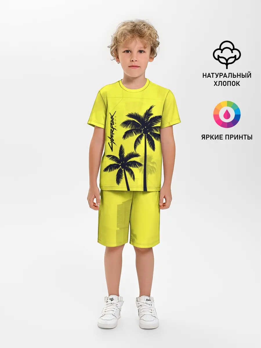 Детская пижама с шортами / Cyberpunk 2077 - Пальмы