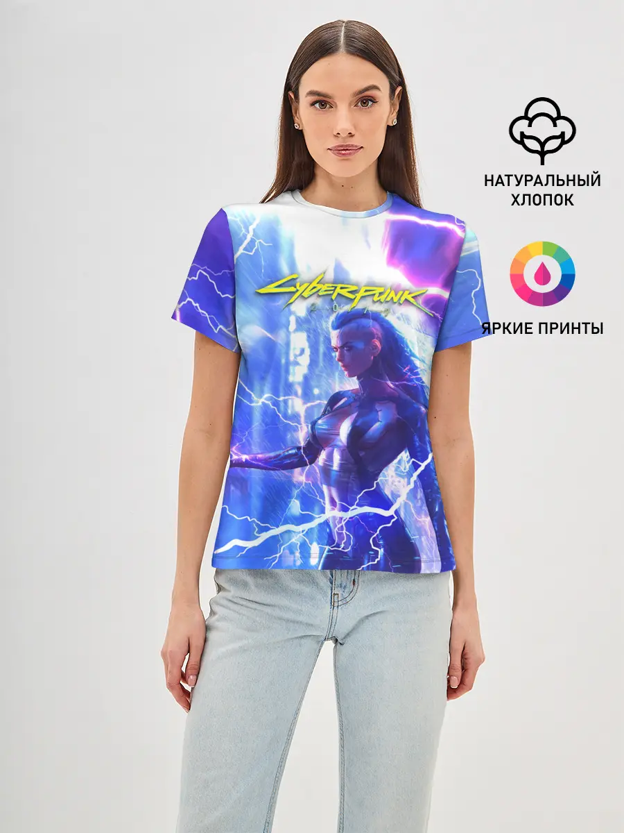 Женская базовая футболка / CYBERPUNK 2077 | КИБЕРПАНК