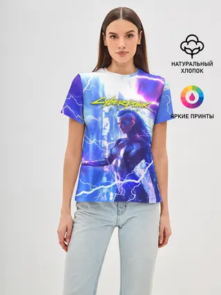 Женская базовая футболка / CYBERPUNK 2077 | КИБЕРПАНК