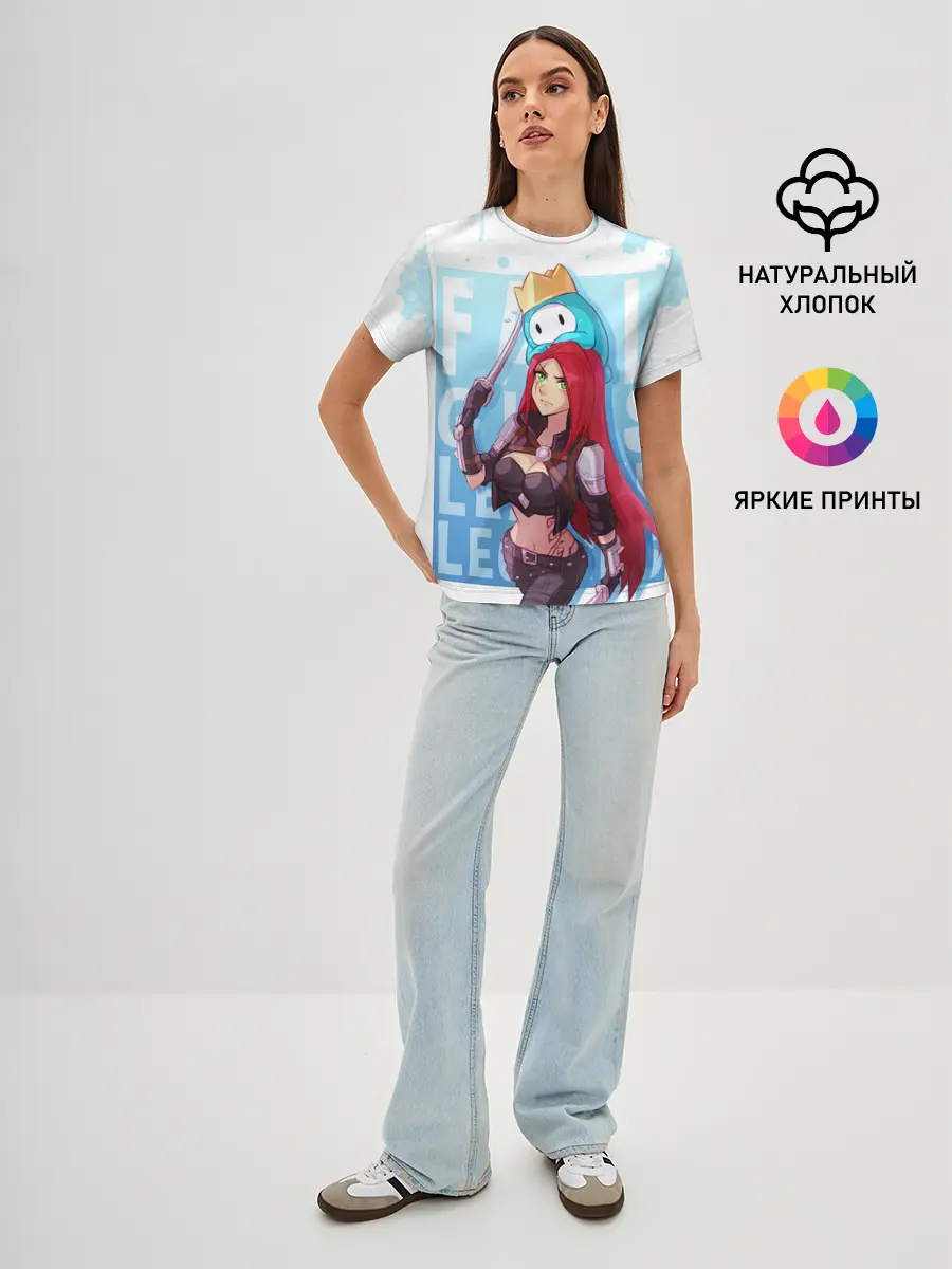 Женская базовая футболка / Fall guys x league of legands