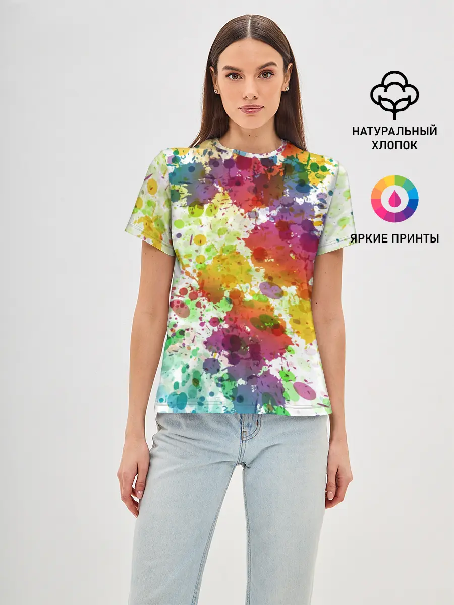 Женская базовая футболка / Красно-жёлтые пятна