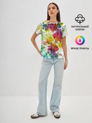 Женская базовая футболка / Красно-жёлтые пятна