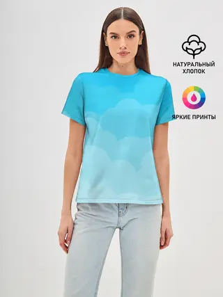 Женская базовая футболка / Голубые облака