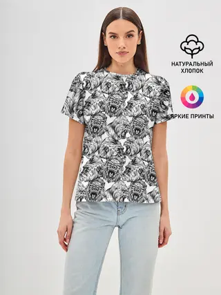 Женская базовая футболка / Злые Гориллы - Паттерн