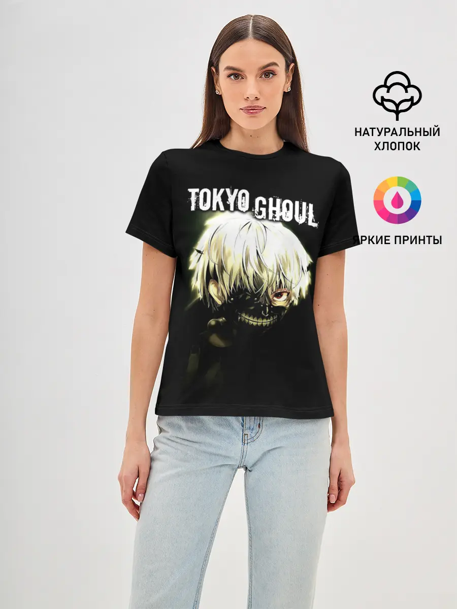 Женская базовая футболка / Канеки Кен выглядывает