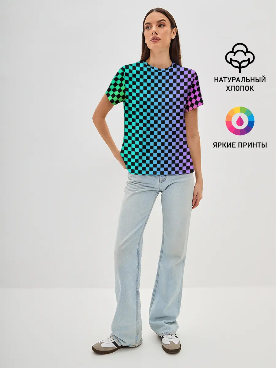 Женская базовая футболка / Checkerboard Color