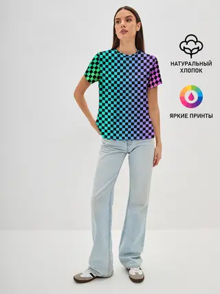 Женская базовая футболка / Checkerboard Color