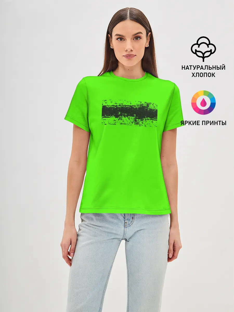 Женская базовая футболка / Гранж зеленый
