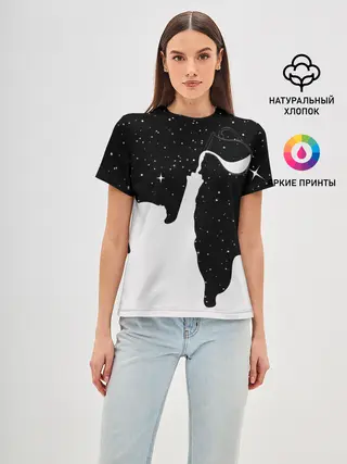 Женская базовая футболка / Космический Кот