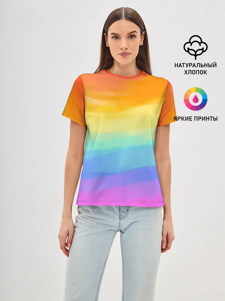 Женская базовая футболка / РАДУЖНЫЕ ВОЛНЫ | RAINBOW WAVES