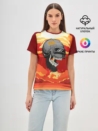 Женская базовая футболка / PUBG Skull