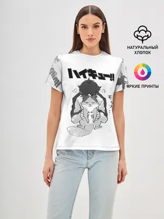 Женская базовая футболка / Haikyu!! Кошка Некома