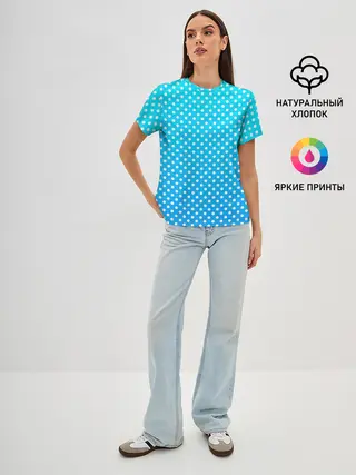 Женская базовая футболка / Белые кружки