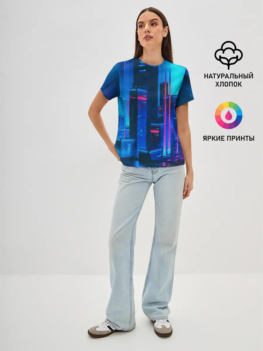 Женская базовая футболка / НОЧНОЙ ГОРОД