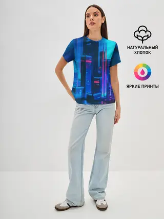 Женская базовая футболка / НОЧНОЙ ГОРОД