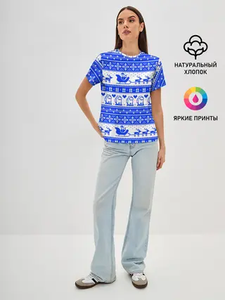 Женская базовая футболка / AMONG US НОВОГОДНИЙ УЗОР