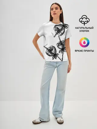 Женская базовая футболка / Дымящие розы