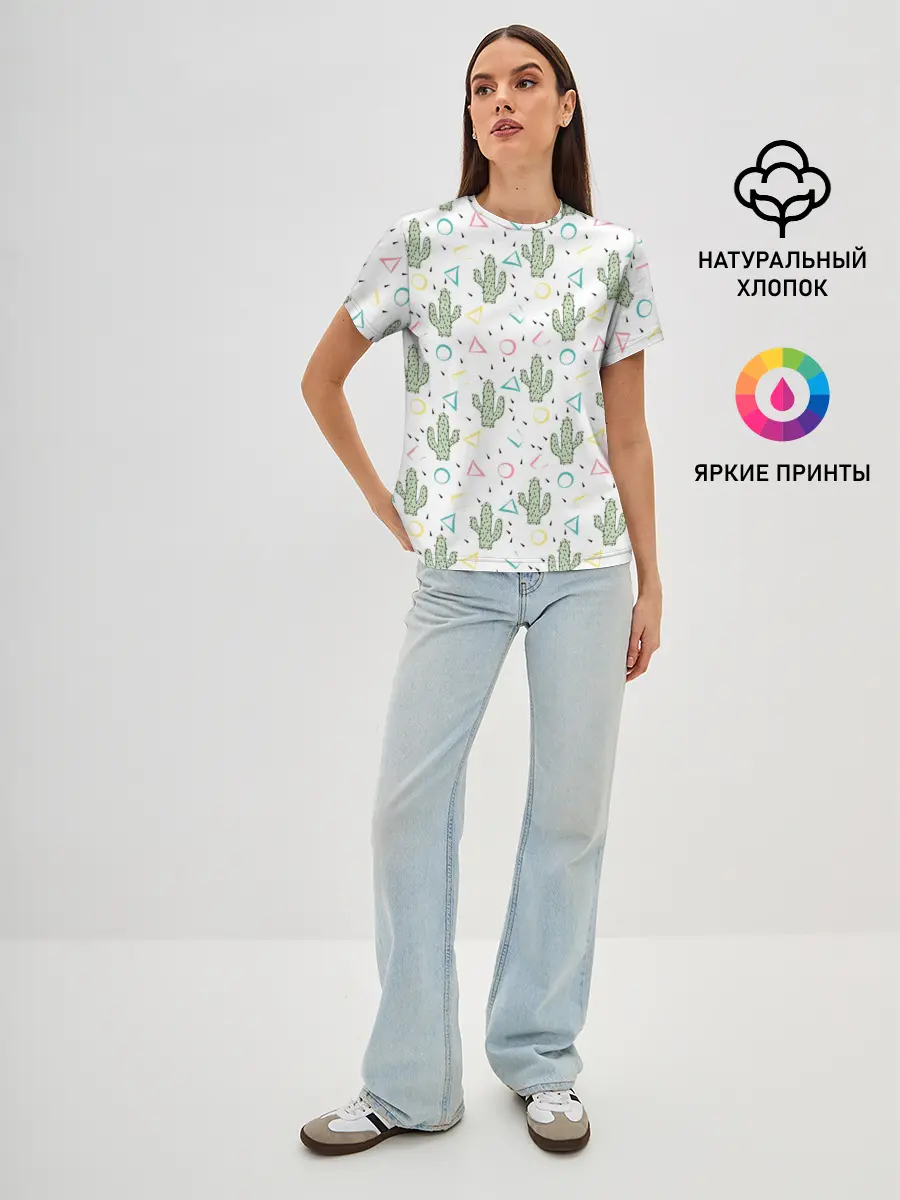 Женская базовая футболка / Кактусы