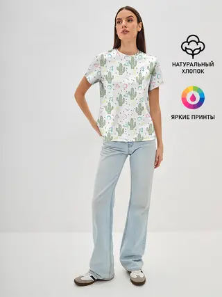 Женская базовая футболка / Кактусы