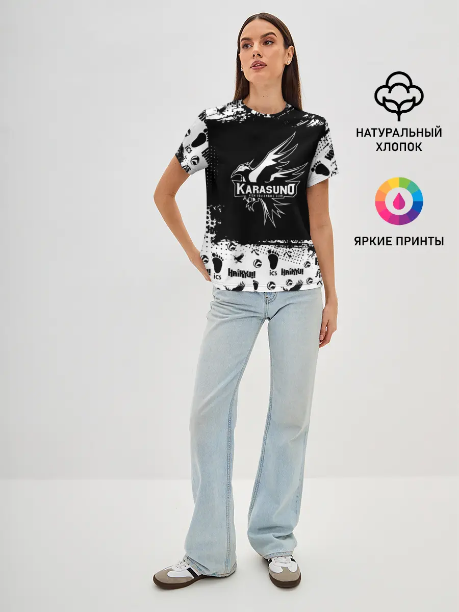 Женская базовая футболка / Старшая школа Карасуно