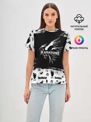 Женская базовая футболка / Старшая школа Карасуно