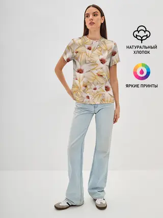 Женская базовая футболка / Яркие Цветы
