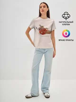 Женская базовая футболка / КОРГИ И МЫШАТА