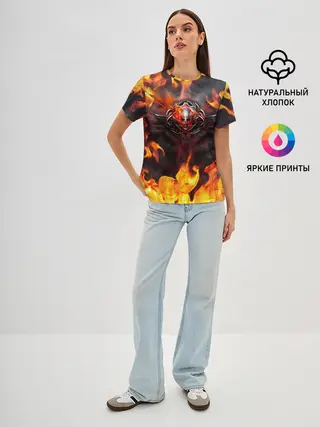 Женская базовая футболка / FIRE GEARS OF WAR | ПОСТЕР В ОГНЕ