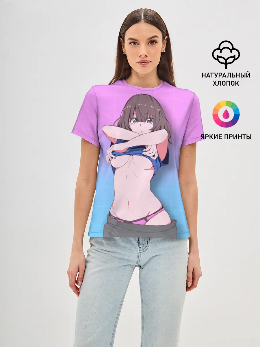 Женская базовая футболка / Anime girl with sword