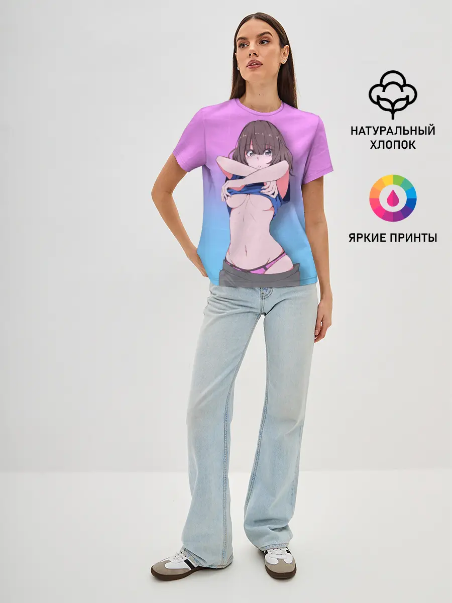 Женская базовая футболка / Anime girl with sword