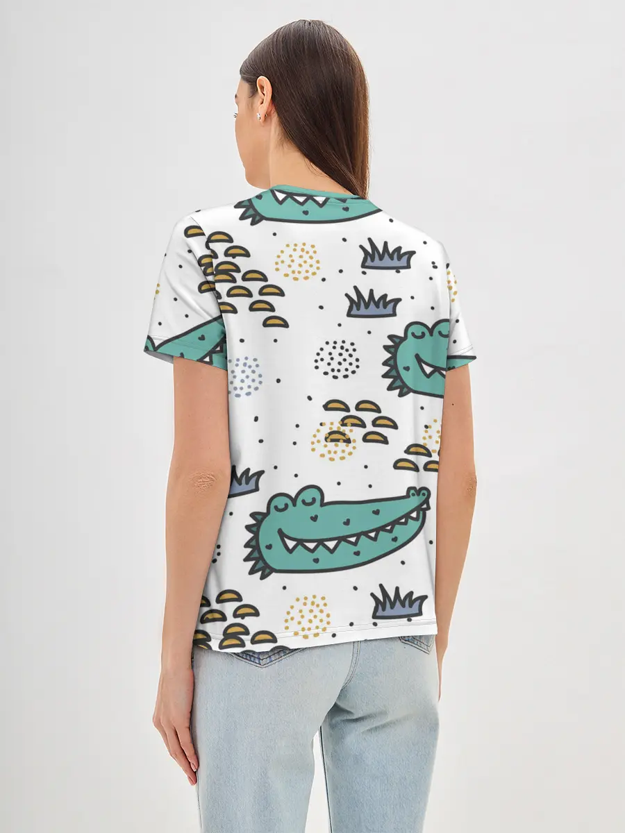 Женская базовая футболка / Милый крокодил
