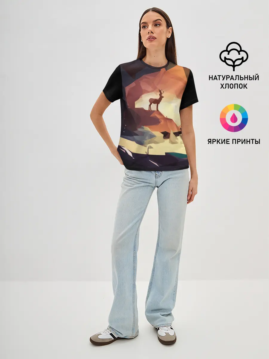 Женская базовая футболка / Абстрактный олень