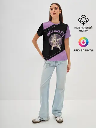 Женская базовая футболка / Dab Unicorn Halloween