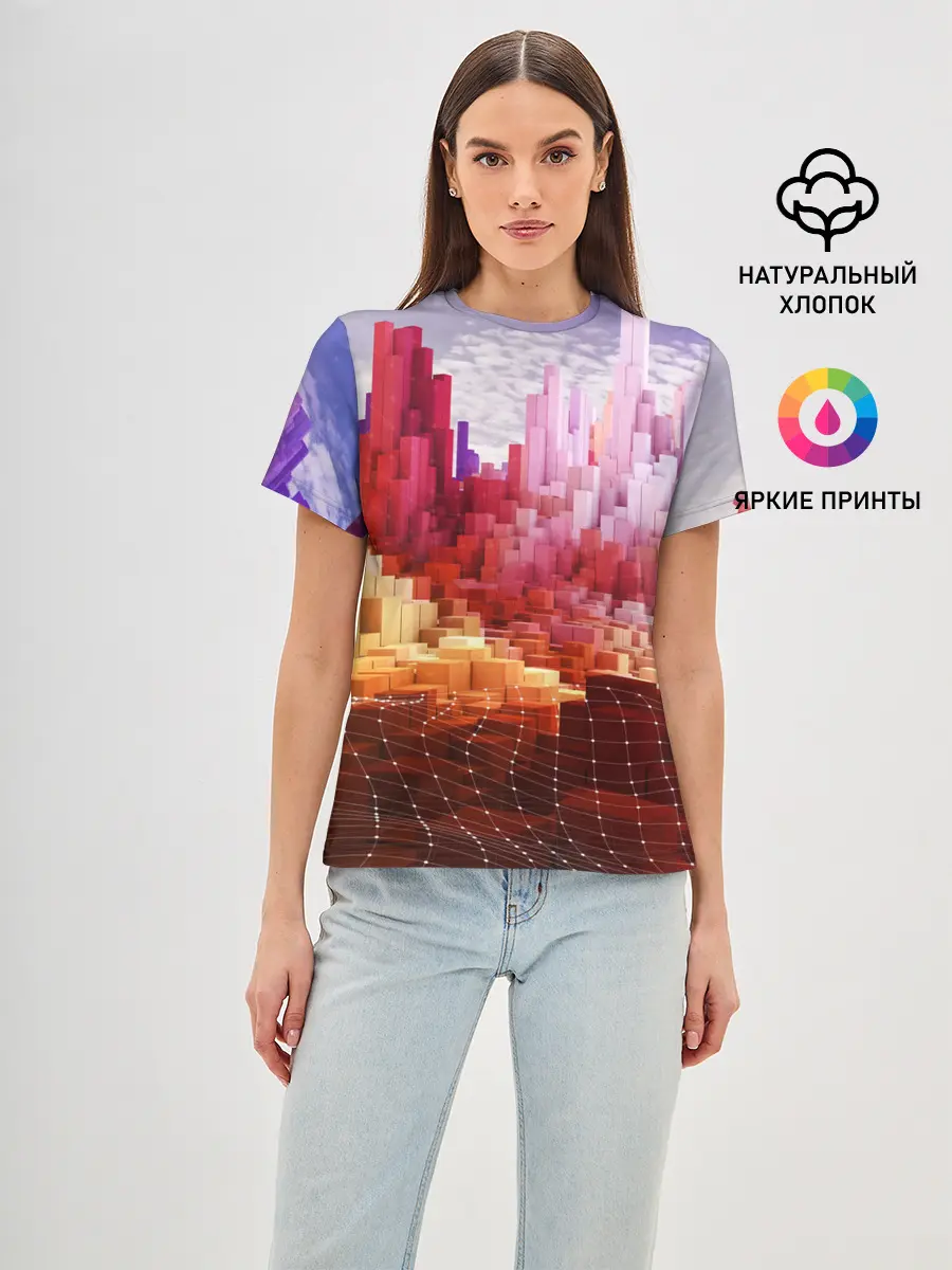 Женская базовая футболка / Симуляция города